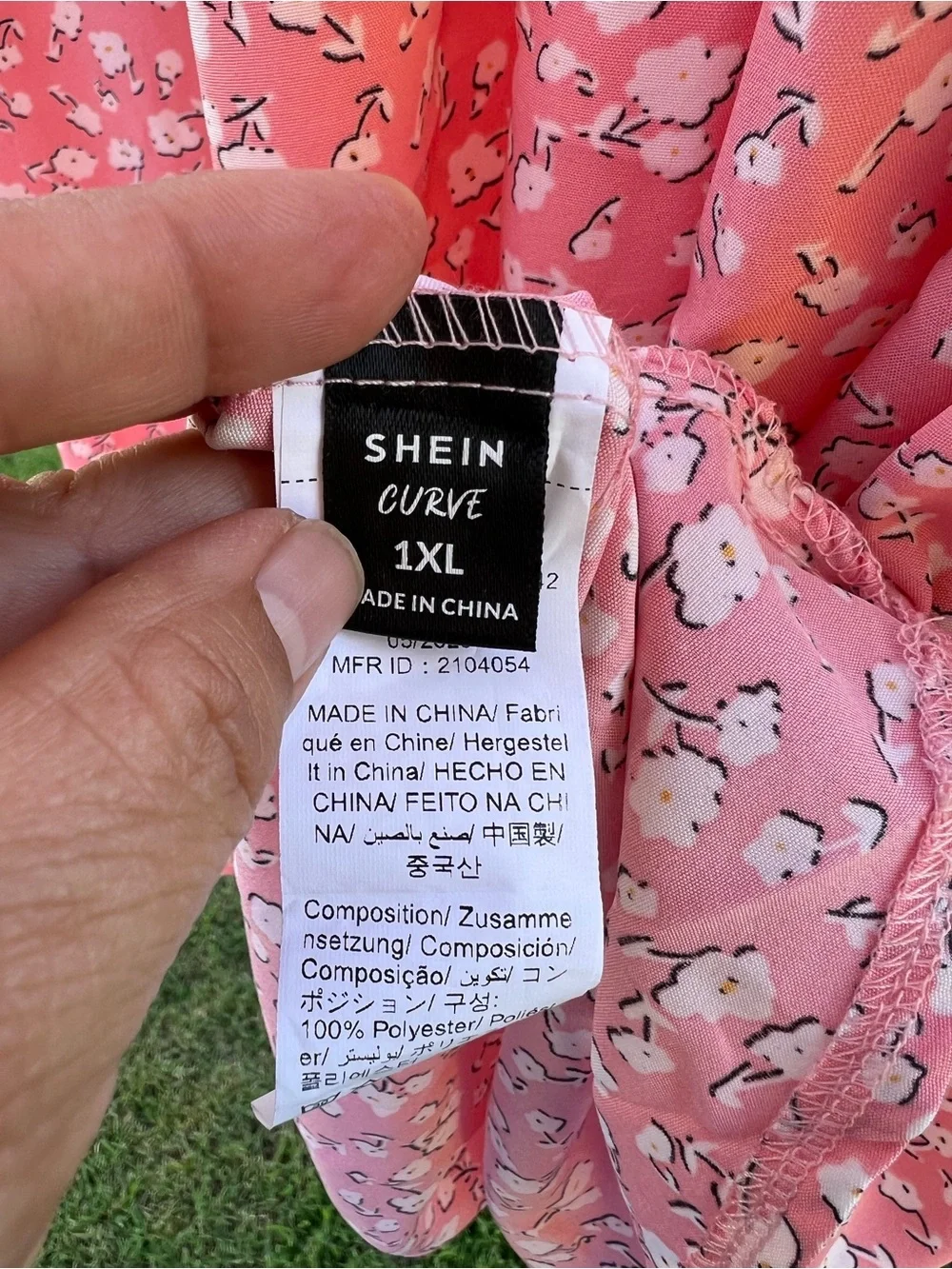 SHEIN Coral Pink Floral Puff Sleeve Dress with Tie Front